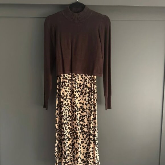 NWOT Seraphine Animal Print Maternity & Nursing Midi Dress 4 - Picture 4 of 5